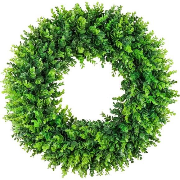 Large Boxwood Artificial Wreath Front Door 24'' for st patrick's day Decoration - Picture 7 of 7